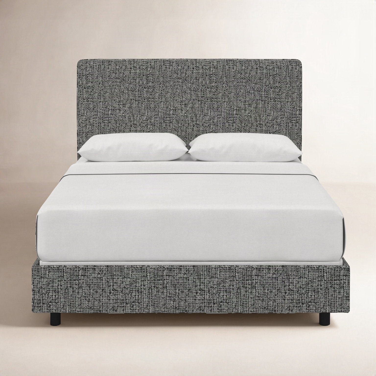 Marquise Cotton Upholstered Bed, King, Modern Pepper Tweed