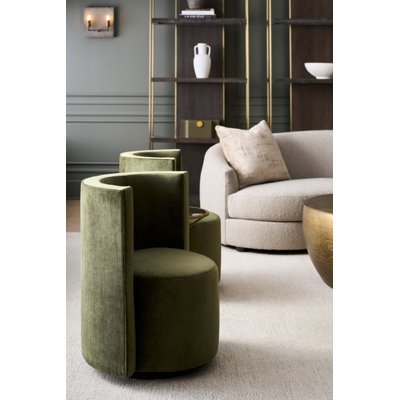 Fauteuil demi-tonneau pivotant en cuir véritable de 22,25 po Justine CAL117