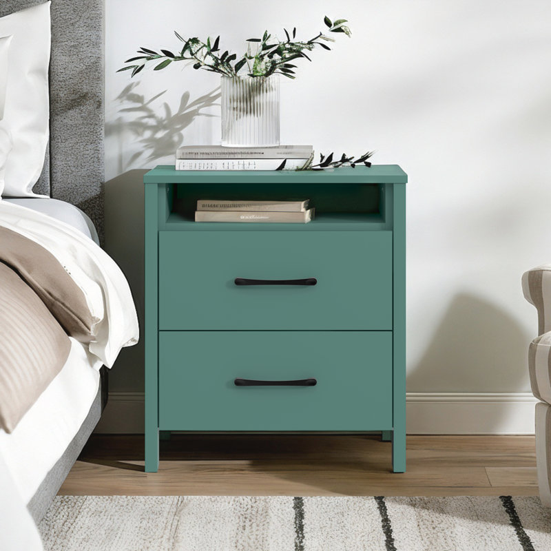 Table de chevet 2 tiroirs 22,7 po Allysyn, Vert, Individuel