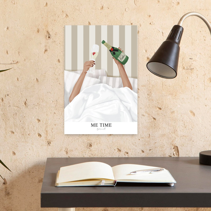 Champagne In Bed by ByKammille - Wrapped Canvas Print, 45.72 cm H x 30.48 cm W