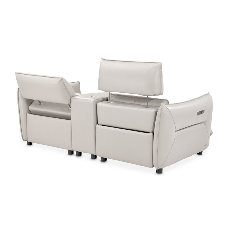 Mia Bella 78'' Recessed Arm Reclining Loveseat, Light Gray