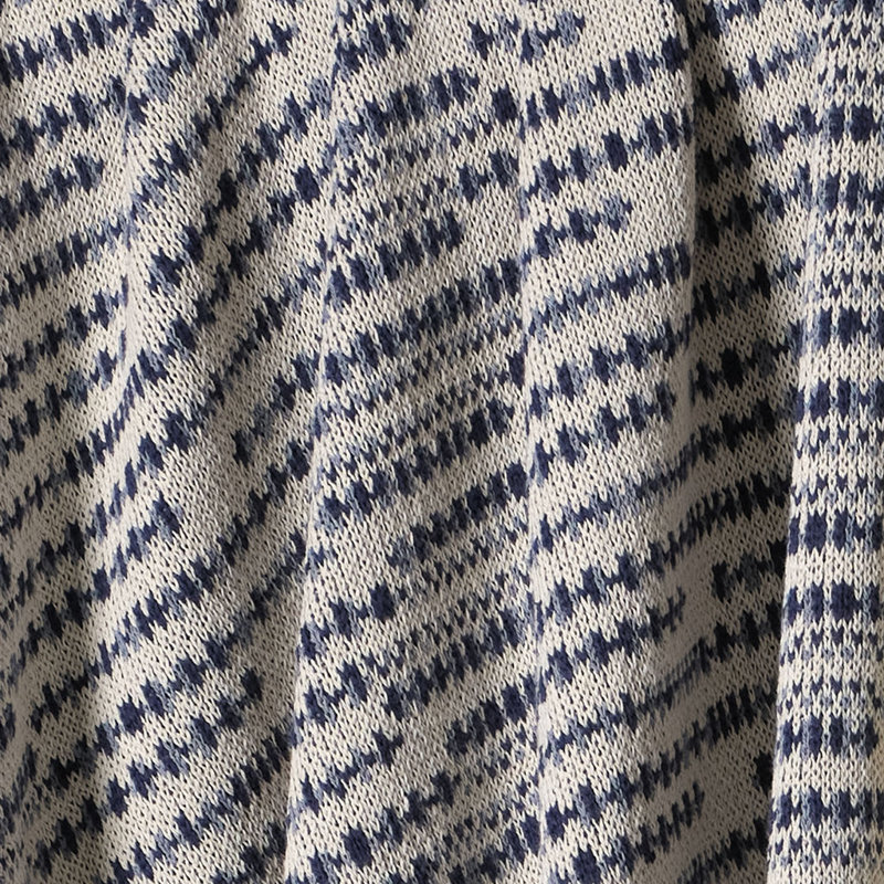 Cotton Sustainable Knit Striped Throw Blanket - Sand Stone, Blue