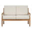 Causeuse d'extérieur en bois d'acacia avec coussins, finition naturelle avec tissu beige