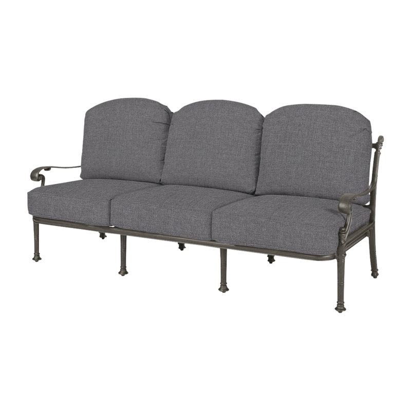 Florence Outdoor Patio Sofa with Sunbrella Cushions, Desert Bronze, Cast Slate Sunbrella® Plainweave
