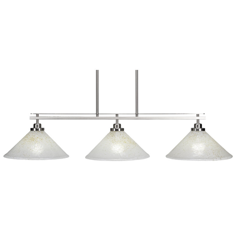 Luminaire pour îlot de cuisine 3 lumières Odyssey, Noir, Nickel brossé, H 8,75 po x l 43,5 po x P 12 po
