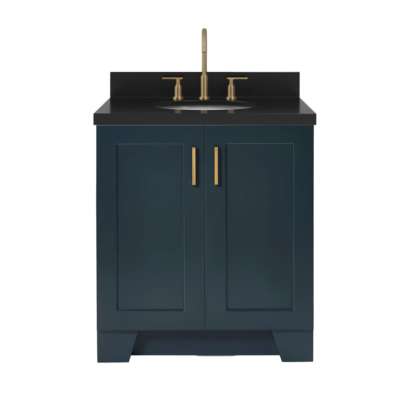 31 IN.  Single Bathroom Vanity, Oval, Midnight Blue, Black Quartz