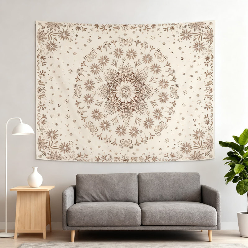 Tapisserie florale Mandala, H 36 po x l 48 po