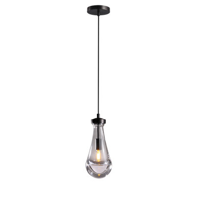 Luminaire suspendu pour îlot de cuisine 1 lumière avec verre transparent Raindrop