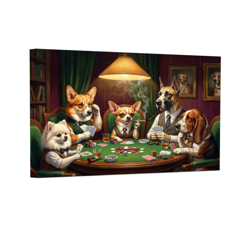Animaux, chiens jouant au poker, reproduction d'art classique, H 12 po x l 18 po