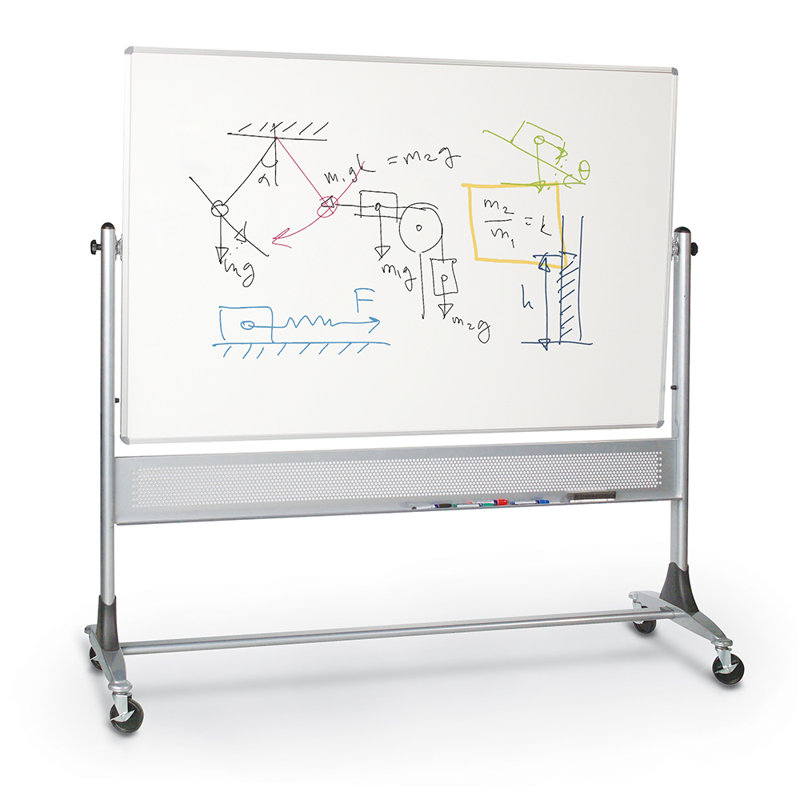 Platinum Reversible MooreCo Porcelain Freestanding Metal Whiteboard, Porcelain Markerboard - Both Sides
