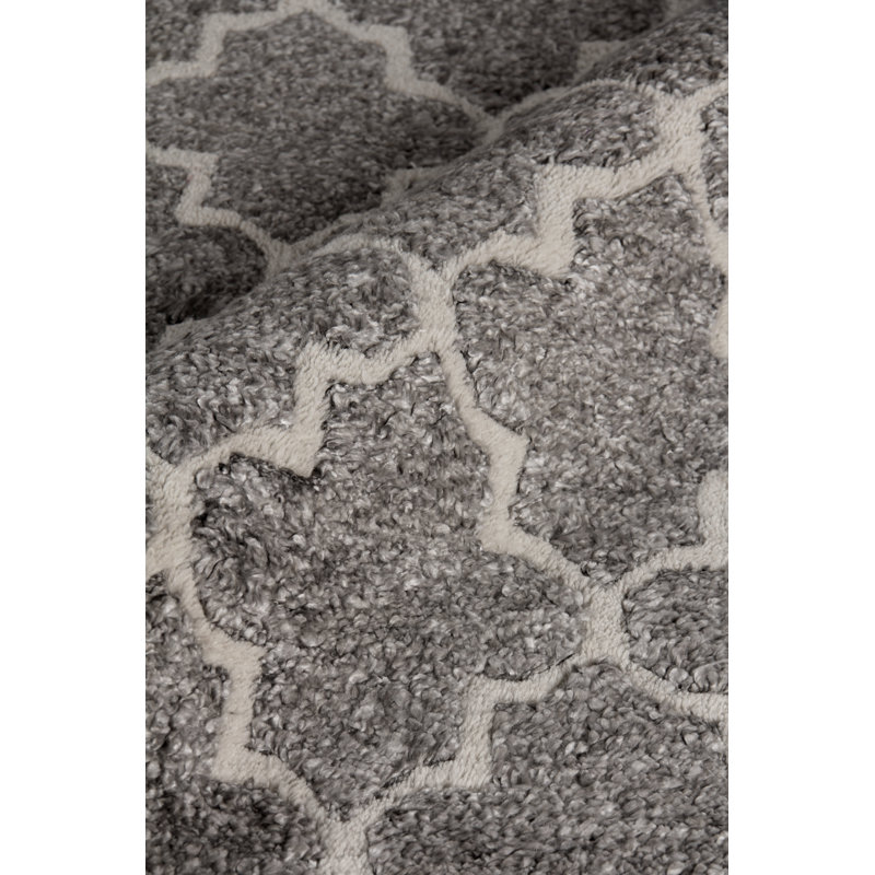 Lux Look Geometric Area Rug in Gray, Rectangle 10' x 14'