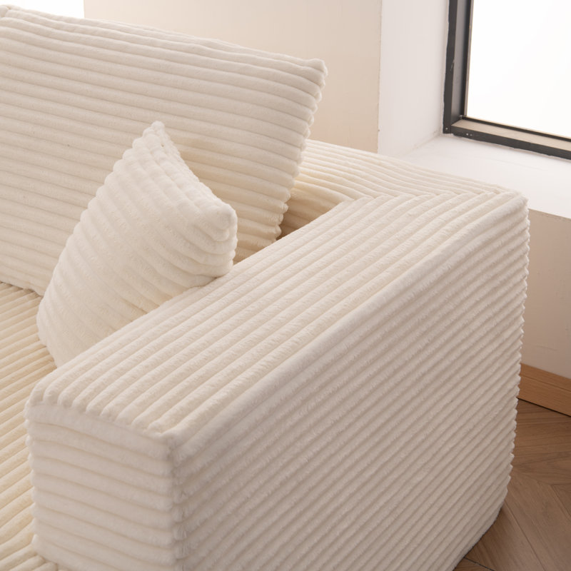 Canapé modulaire en velours côtelé Boneless, Blanc