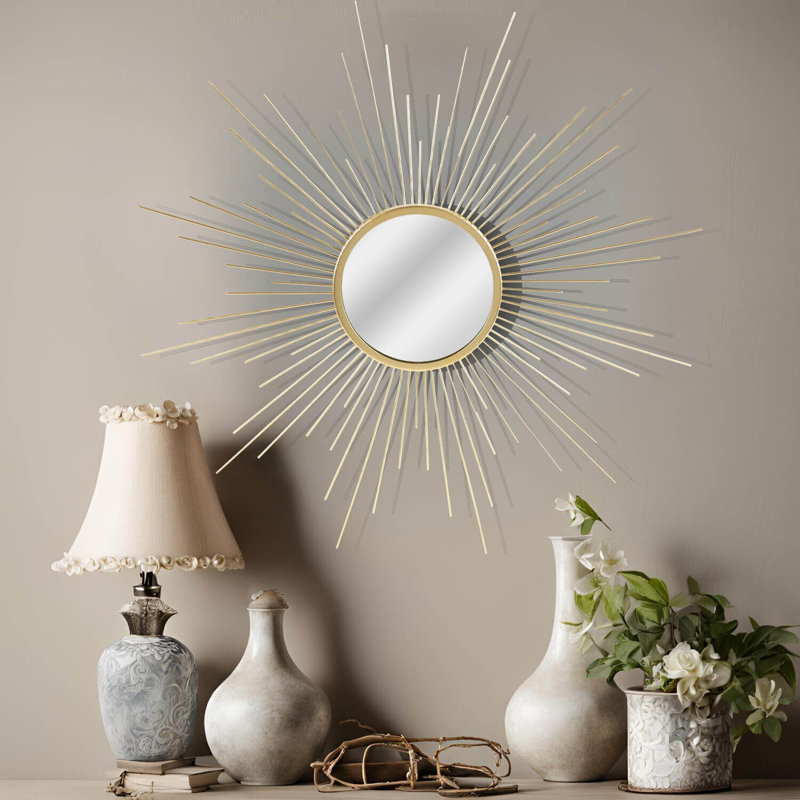 60cm Gold Starburst Wire Wall Mirror