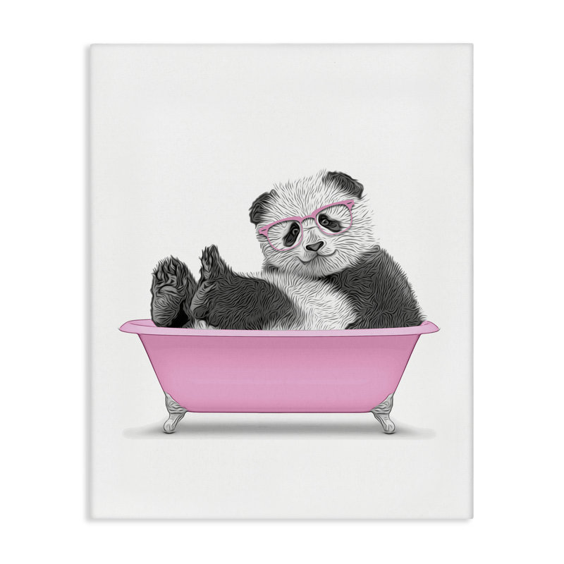 «Pink Hip Panda in Bath», art mural par Annalisa Latella bp-868_CN, H 48 po x l 36 po