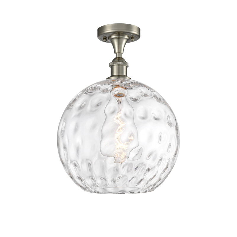 Plafonnier semi-encastré 1 lumière 8 po Cindi, DEL, H 17 po x l 12 po x P 12 po, Nickel satiné brossé
