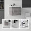Meuble-lavabo suspendu de 50 cm avec lavabo encastré en céramique, meuble en contreplaqué, porte à fermeture amortie, chêne gris-66355845