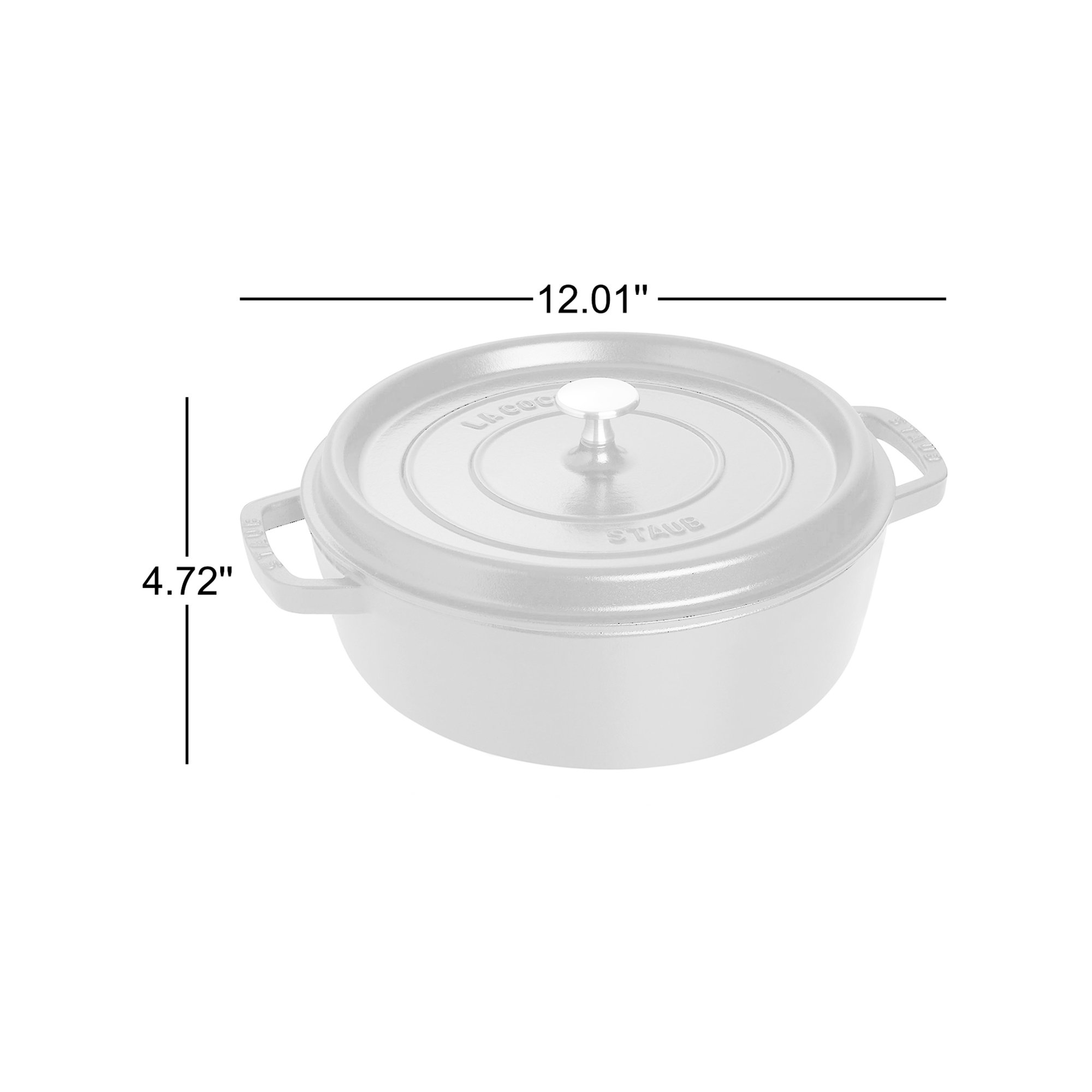 Staub Cast Iron 4 Qt. Shallow Wide  Cast Iron Round Dutch Oven, Black Matte