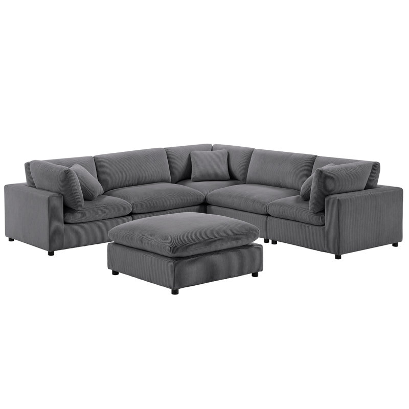 Canapé modulaire 6 pièces Chelsea, Tissu gris anthracite