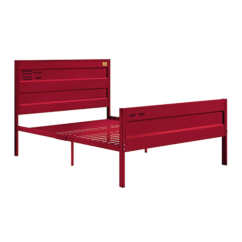 Lit double rouge de style industriel, tête rectangulaire /, aucun sommier requis pour le thème du fer de chambre à coucher, tête de lit,