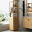 Grande armoire de rangement avec porte à volets et 3 tablettes, armoire de rangement autoportante en lin