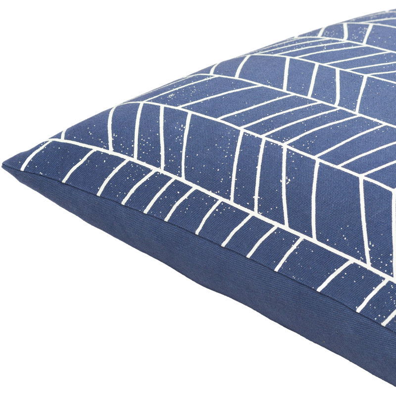 Lachen Geometric Cotton Throw Pillow, 18" x 18", Dark Blue/Cream