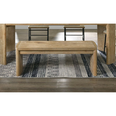 Banc d'ameublement 1 pièce pour salle à manger, style contemporain, coins arrondis doux, finition chêne, bois d'hévéa massif, bois d'ingénierie et placage, banc de l 50,5 po x P 16 po, H 18,5 po