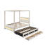 Grand lit plateforme à baldaquin tapissier avec lumières DEL, lit gigogne simple, 3 tiroirs de rangement, tête de lit, beige-1607471735