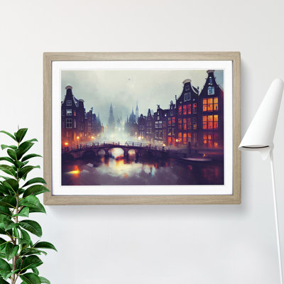 Amsterdam Canal at Night - Framed Print