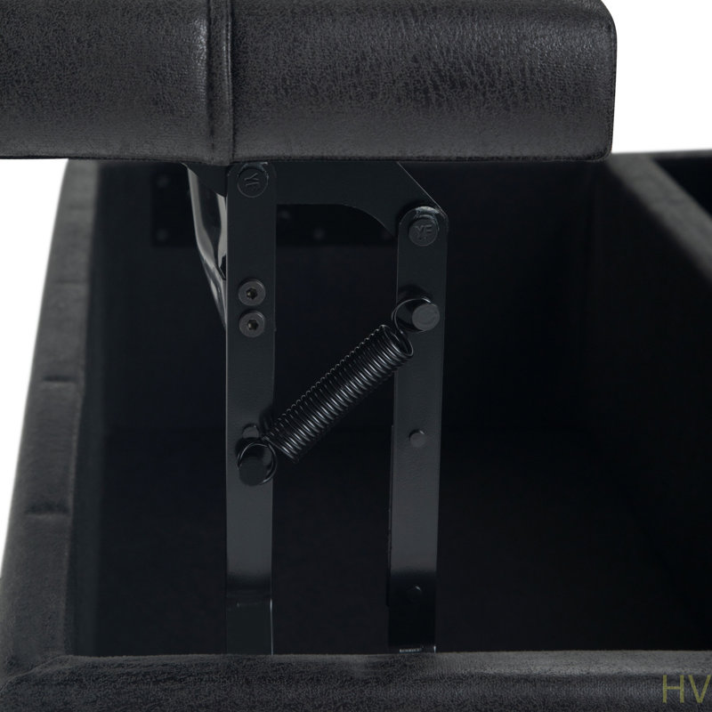 Harrison -  Table Storage Ottoman - Distressed, Black