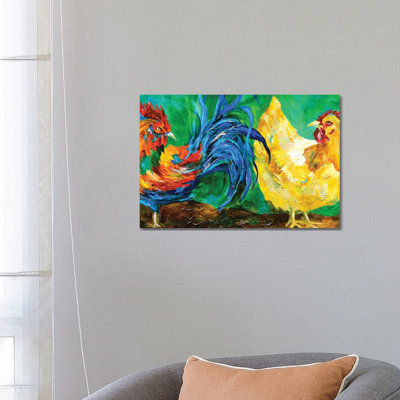 Chickens by Lindsey Dahl - Wrapped Canvas Painting