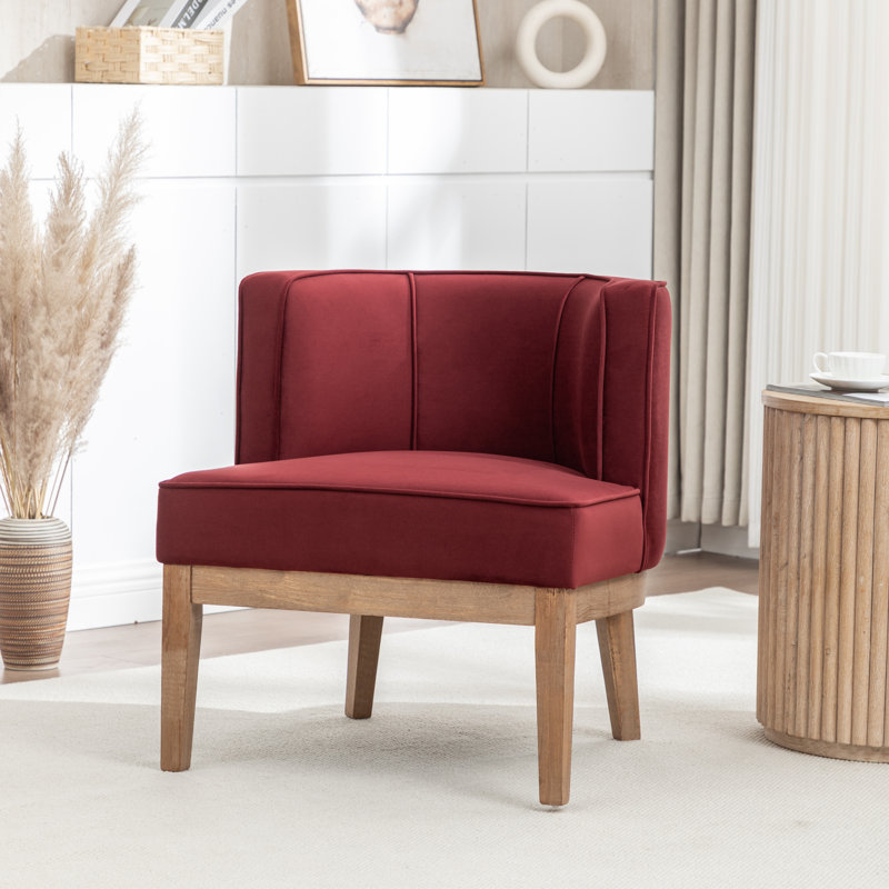 Fauteuil demi-tonneau Karoll, Velours rouge, 1