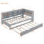 Structure en bois Matériau Structure de lit de jour simple avec couchette simple, structure de lit de jour avec tablette de rangement et ports de charge USB, gris