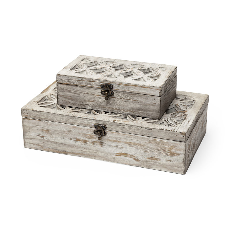 Ensemble de deux boîtes en bois vieilli Praveen