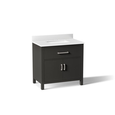 36 po Kresla Meuble-lavabo de salle de bain avec lavabo et comptoir en quartz