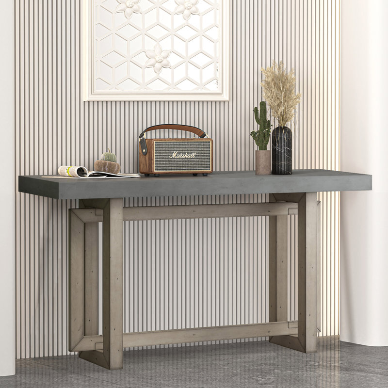 Gouldner 59" Long Console Table Modern & Rustic Style, Gray/Natural