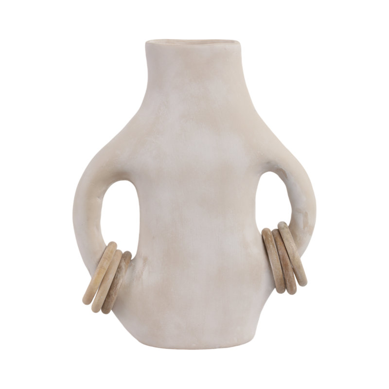 Handmade Clay Table Vase, 15" H x 13" W x 13" D
