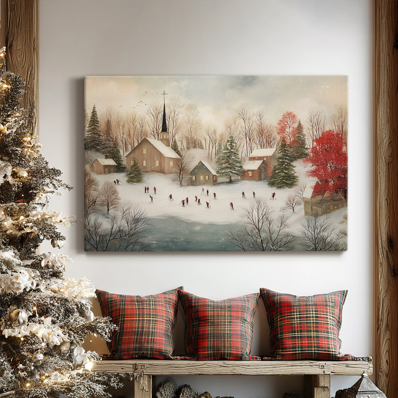 Toile tendue avec châssis doré de qualité supérieure Serenade of Sleigh, H 12 po x l 18 po