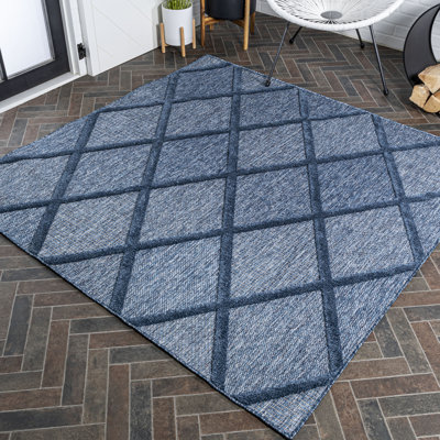 Briano Diamond Trellis Navy Indoor/Outdoor Rug