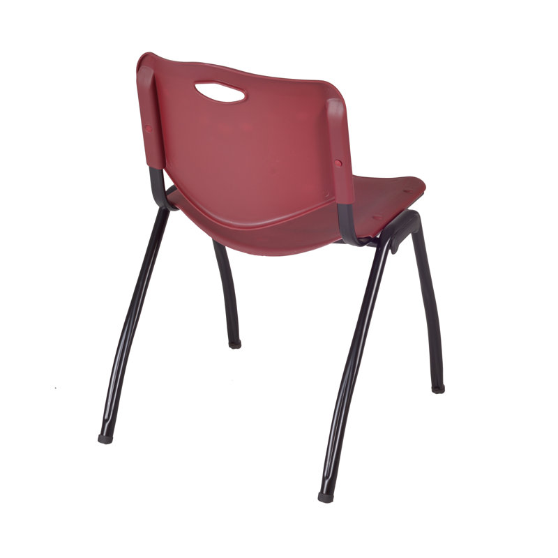 Plateau de table Kee, 4 chaises empilables, Cerisier/Noir, Bourgogne, 29" H x 36" W x 36" D