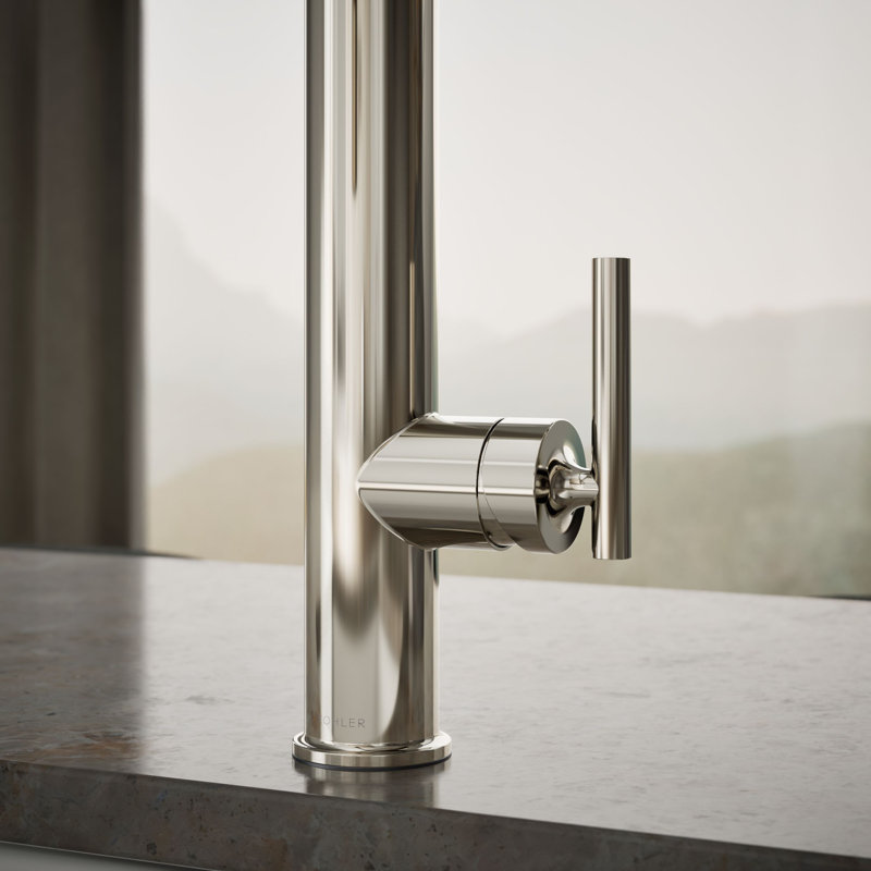 Kohler Purist Single Handle Semi-Professional Pre-Rinse Kitchen Faucet with Pull Down Sprayer, Vibrant Polished Nickel