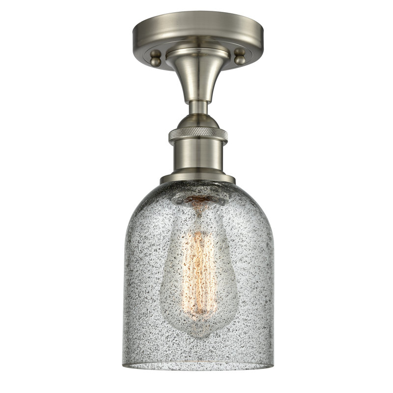 Plafonnier semi-encastré cylindrique simple 1 lumière 5 po Vella, Ampoule non incluse, Anthracite, Nickel satiné brossé