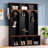 Wooden Hall Tree, Entryway Storage Bench with 5 Hooks and 7 Cubbies for Mudroom, Living Room-1192874145