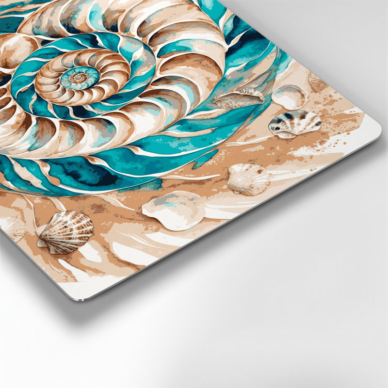 Coquillage hawaïen coquillage beige, art mural en métal, H 20 po x l 20 po