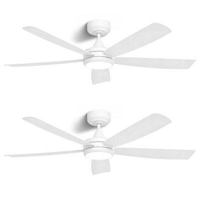 Ensemble de 2 ventilateurs de plafond intelligents de 132 cm avec lumière, compatibles avec Alexa, Google Assistant, application et télécommande.