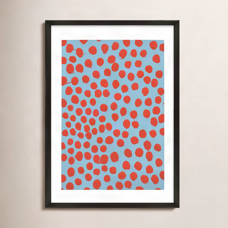 Navi Orient rouge sur bleu gris par Michela Sorrentino - Peinture, H 20 po x l 14 po x P 1,25 po, Noir