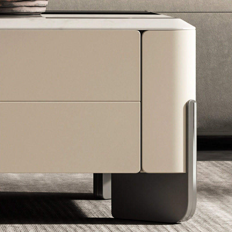 Table basse rectangulaire en bois manufacturé noir et beige