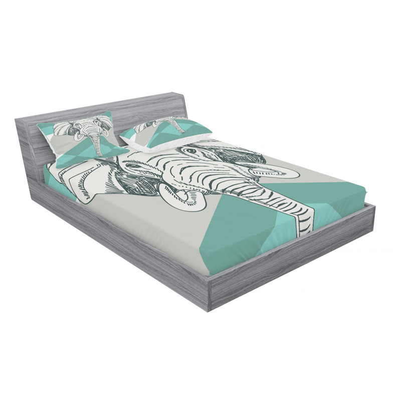 Elephant Microfiber Sheet Set, Queen Sheet Set + Fitted Sheet + 2 Pillowcases