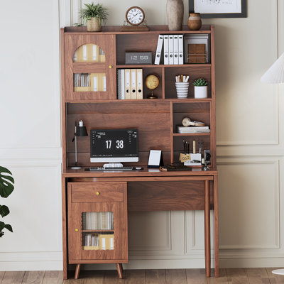 Computer Desk With 90 Degree Rotating Desktop, 43X70 Inch Office Desk With Storage Drawer And Cabinets, Gaming Desk With Shelves, Writing Desk For Study, Work Desk For Home (Old SKU:N733P279101D)