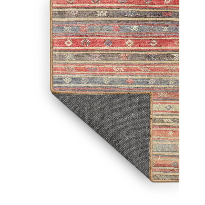 Tapis rouge/vert/bleu zone contemporaine, Rectangle 5 pi x 7 pi