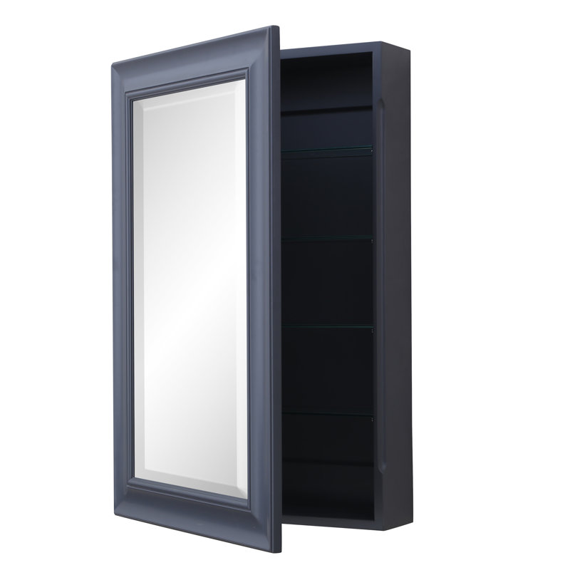 Armoire à pharmacie à fixation en surface avec 4 tablettes réglables Aqueelah, Gris anthracite